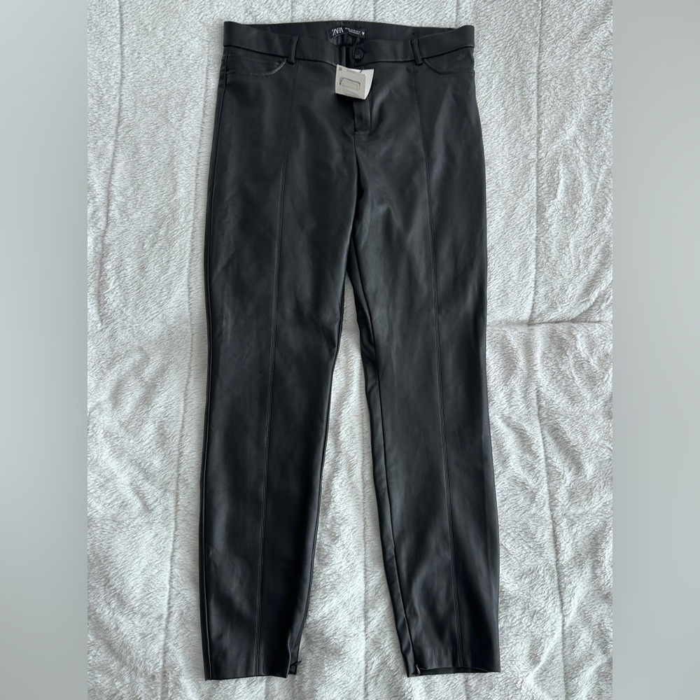 Zara Black Faux Leather Pants